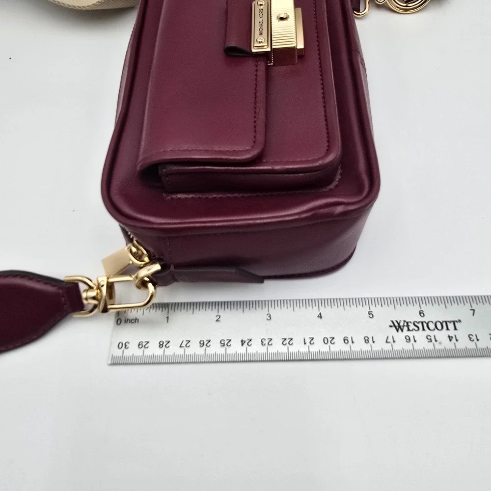 Michael‎ Kors Burgundy Leather Convertible Crossbody Shoulder Bag Gold Hardware